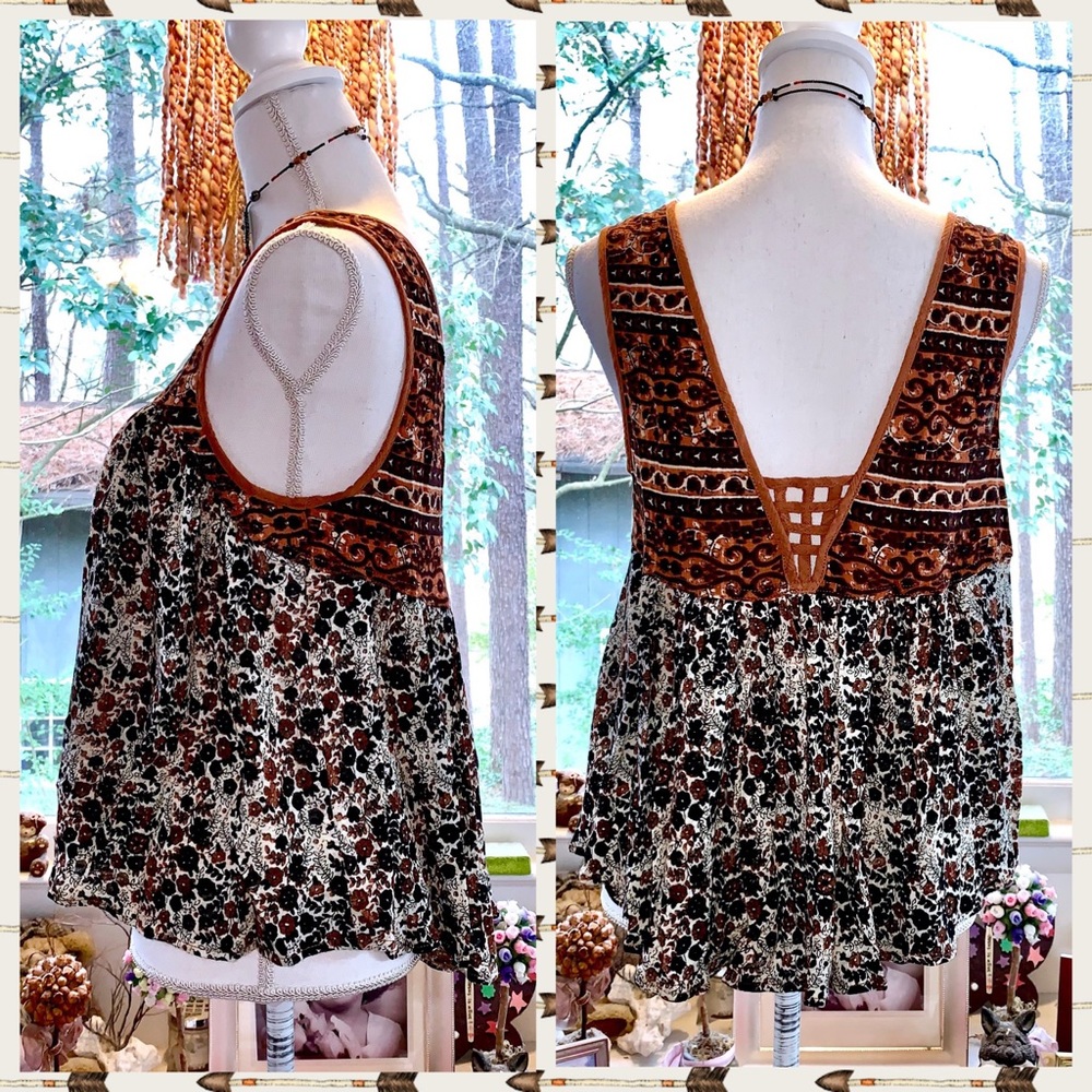 Free People Lucky Coin Printed Tank in Neutral Combo (Brown, Black, Ivory) - Picture 4 of 8